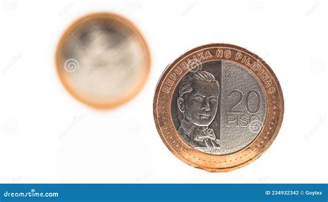 Philippine Twenty Pesos Coins Stock Photo - Image of heavy, coins ...