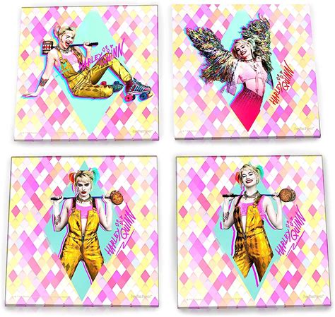 DC Comics – Birds of Prey – Harley Quinn Glass Coaster Set – For Gifting Collecting – Comes with ...