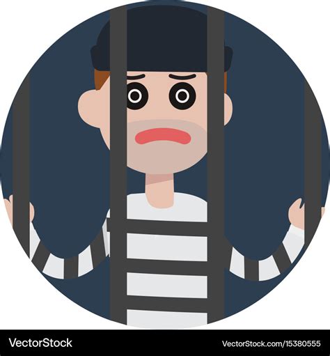 Flat thief man character in jail cartoon Vector Image