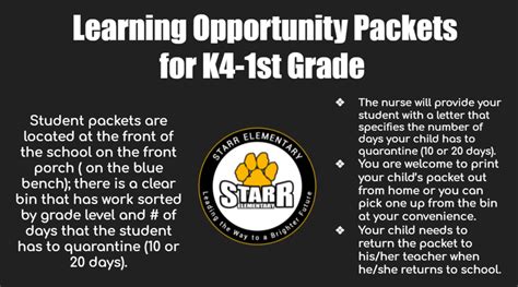 Learning Opportunity Packets for K4-1st Grade | Starr Elementary School