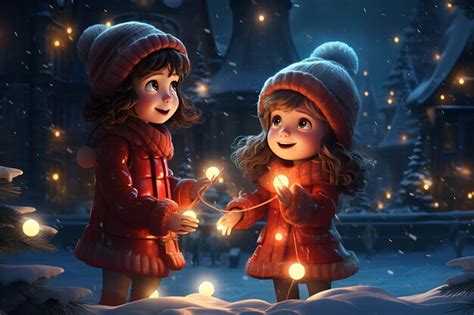 Premium AI Image | Christmas scene with cute children