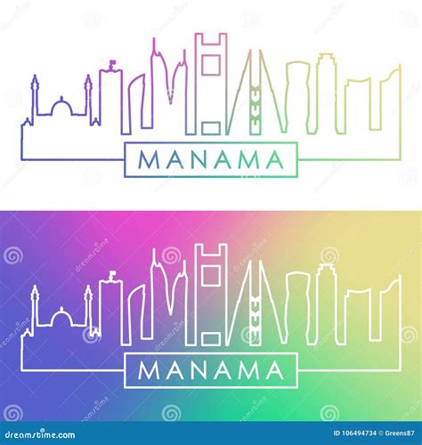 Manama Skyline. Colorful Linear Style Stock Vector - Illustration of ...