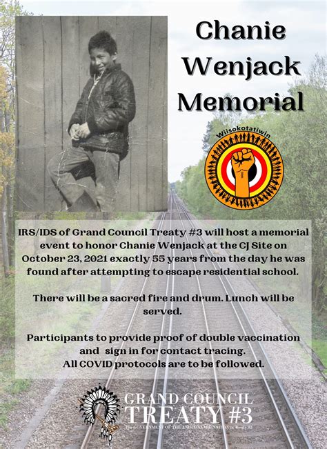 Chanie Wenjack Memorial - Grand Council Treaty #3