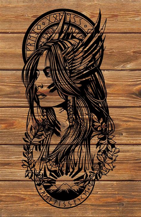 PNG SVG File Viking Warrior Woman Tattoo Stencil for - Etsy Australia