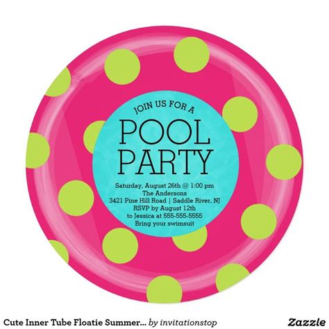 Cute Inner Tube Floatie Summer Pool Party Invitation | Zazzle | Summer pool party, Pool party ...
