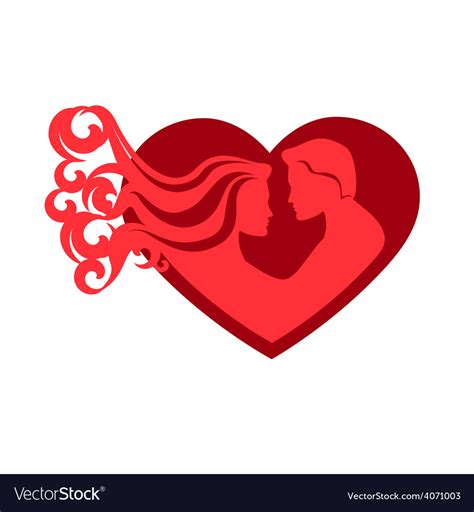 Couple silhouette with heart Royalty Free Vector Image