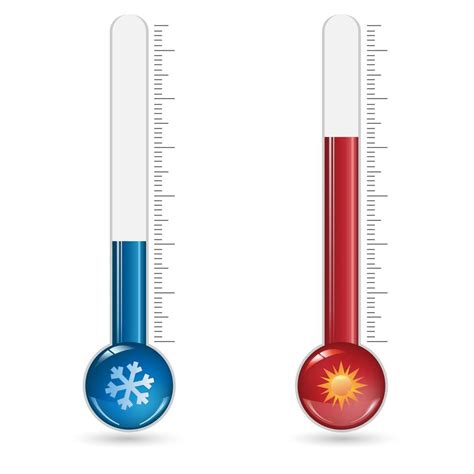 Celsius and Fahrenheit's meteorological thermometers measuring hot and cold, vector illustration ...