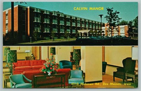 Des Moines Iowa~Calvin Manor Building~Lobby View~Vintage Postcard | United States - Iowa - Des ...