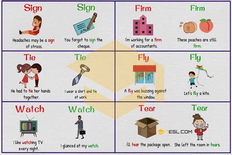 100+ Common Examples of Homographs in English • 7ESL