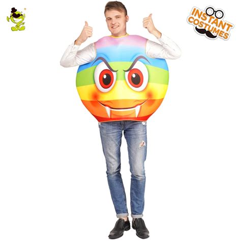 Adult Unisex Emoticon Colorful Devil Cosutme Performance Purim Party for Emoji Devil Costume-in ...