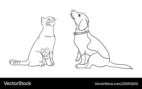 Cat and dog line art 08 Royalty Free Vector Image