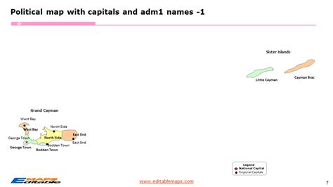 Cayman Islands Map with 7 Districts - Editable PowerPoint Maps