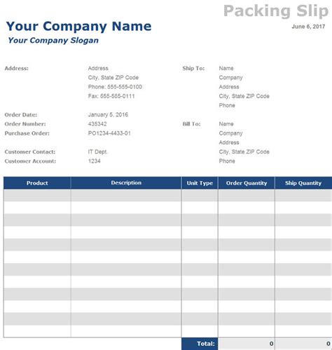 Free Packing Slip Templates | InvoiceBerry