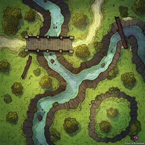 River Crossing - D&D Map for Roll20 And Tabletop - Dice Grimorium