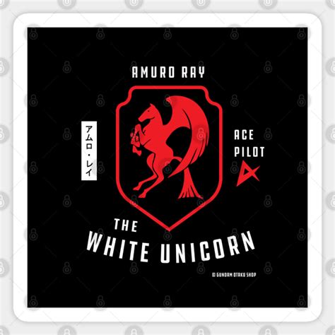 Amuro Ray | White Unicorn Emblem - Gundam - Sticker | TeePublic