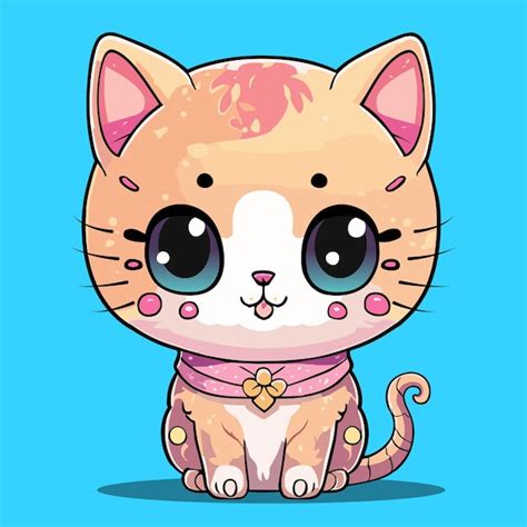 Premium Vector | Cute cartoon baby cat is sitting looking at you