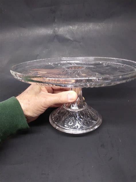 Antique Glass Cake Stand / Glass Cake Stand / Clear Glass Cake Stand ...