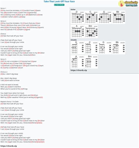 Chord: Take That Look Off Your Face - tab, song lyric, sheet, guitar, ukulele | chords.vip