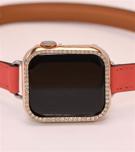 24k Gold Hermes Apple Watch Series 7 41mm with Solid Gold and Diamond Bezel - The Lux Group