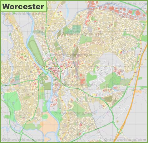 Detailed map of Worcester