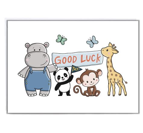 Good Luck Card - Animals: Amazon.co.uk: Handmade