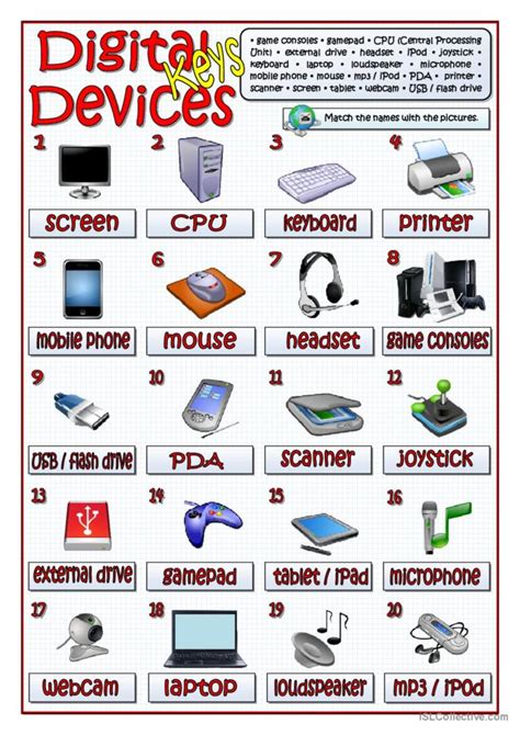 DIGITAL DEVICES picture description: English ESL worksheets pdf & doc