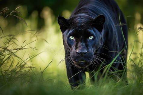 Black Panther Stalking Prey, AI Generated Stock Illustration - Illustration of face, animal ...