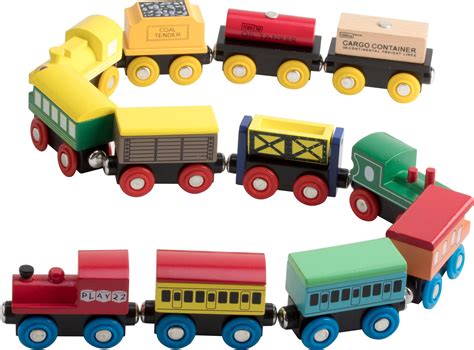 Wooden Train Set 12 Pcs Magnetic Includes 3 Engines-Toy Train Sets for Kids 638346171063 | eBay