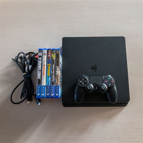 Sony PlayStation 4 Slim 500GB Console - Matte Black / with 5 Games & Controller | eBay