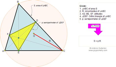 Geometry classes, Problem 139. Triangle Area, Orthic Triangle, Semiperimeter, Circumradius. Math ...