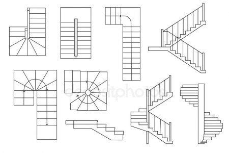 Drawing Stairs Stairway Top View Sectional View Architectural Set - Stock , #Ad, #Stairway, #Top ...