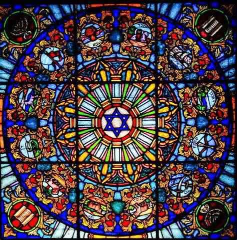 multicolored, paneled, stained, glass, vitrage, stained glass, window ...