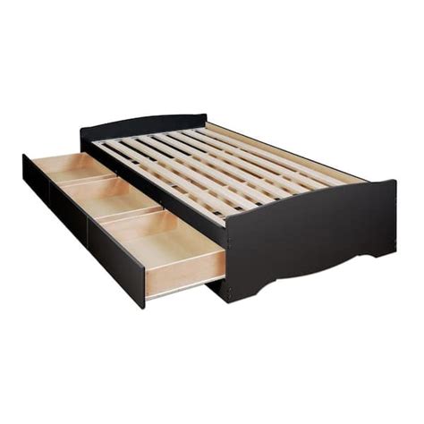 Prepac Sonoma Black Frame Twin XL Wood Storage Platform Bed BBX-4105-K ...