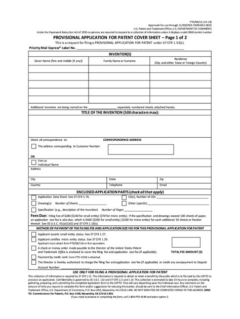 USPTO PTO/SB/16 2018-2022 - Fill and Sign Printable Template Online | US Legal Forms