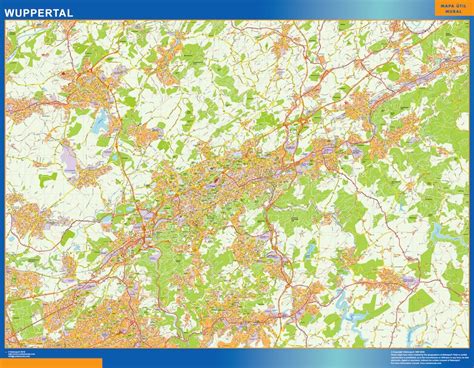 Wuppertal wall map in Germany | Laminated wall maps of the world.