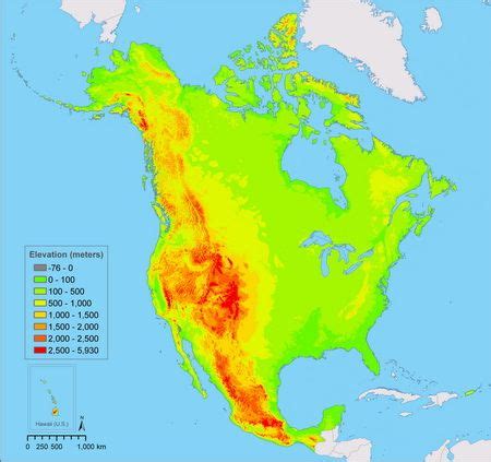 Elevation of North America | geo | Map, Chart, Diagram