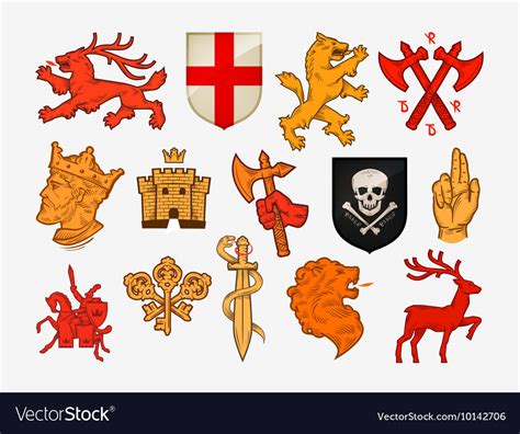 Medieval symbols or icons Collection logos Vector Image