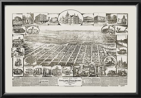 Chico CA 1888 Restored Map | Vintage City Maps