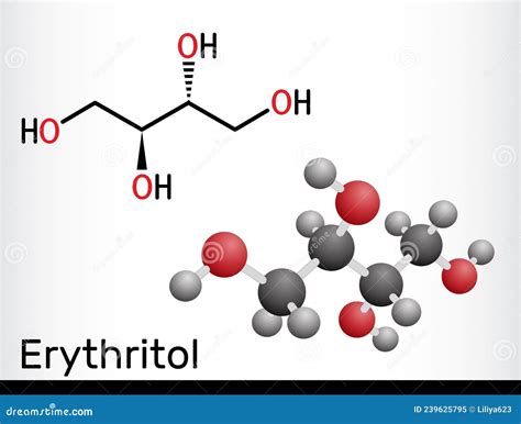 Erythritol Molecule. it is Sugar Alcohol or Polyol, Food Additive, Sugar Substitute, E968, is ...