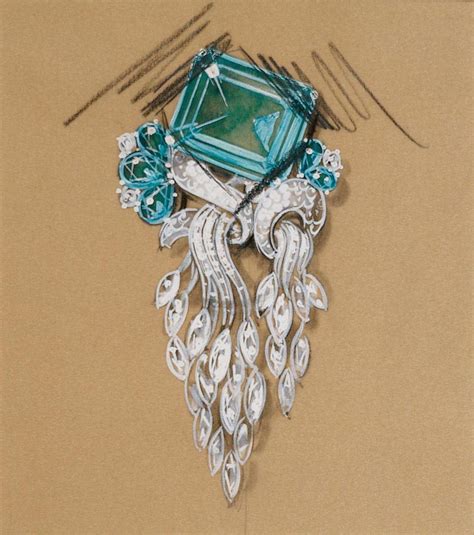 Cartier brooch design (Platinum setting with blue topaz an… | Flickr