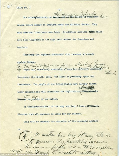 FDR's 'Day of Infamy' speech first draft on display in New York | Daily Mail Online