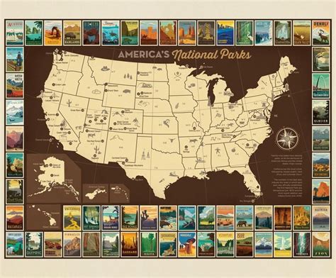 National Parks Map Posters Panel 36x44 | Etsy | National park posters, National parks map ...