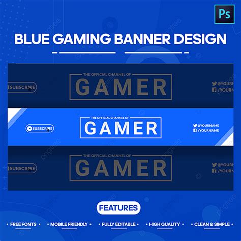 Blue Gaming Youtube Banner Template Template Download on Pngtree