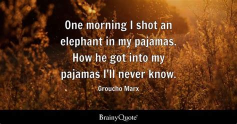 Groucho Marx - One morning I shot an elephant in my...