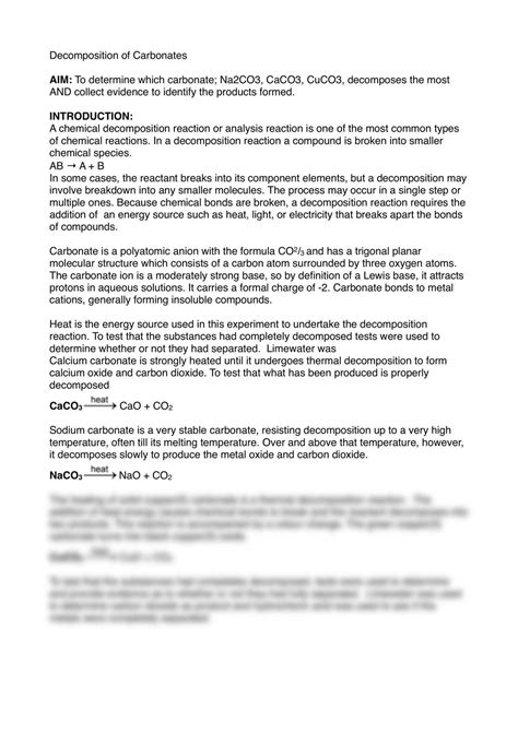 Thermal Decomposition Experiment | Chemistry - Year 11 HSC | Thinkswap