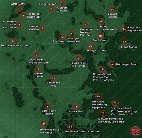 settlement-locations-map-fallout-4 - Gosu Noob Gaming Guides | Fallout facts, Fallout settlement ...