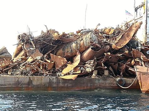 Plundered remains of the wreck of the IJN Light Cruiser Kuma off Penang, Malaysia, May 9 2014 ...