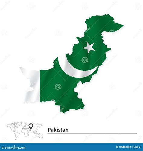 Map of Pakistan with flag stock vector. Illustration of element - 125152662