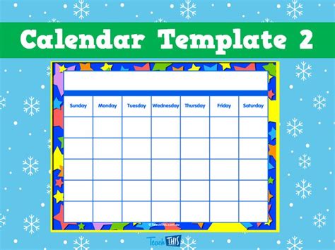 Calendar Template 2 | Classroom calendar, Calendar template, Classroom displays