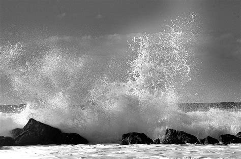 Large Ocean Wave In Black And White Free Stock Photo - Public Domain Pictures